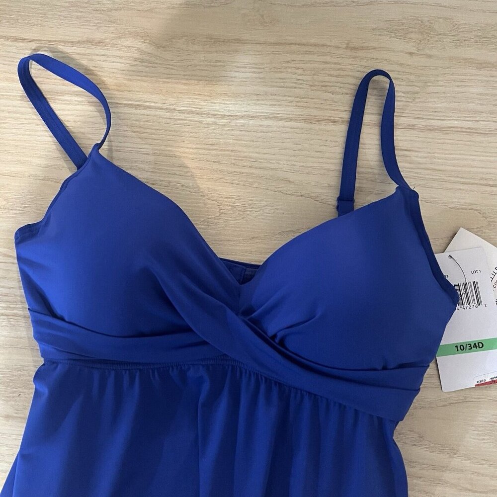 Contours by Coco Reef Tankini Size 10/34D Cobalt Underwire Bra Shapemaker Swim - Picture 5 of 8